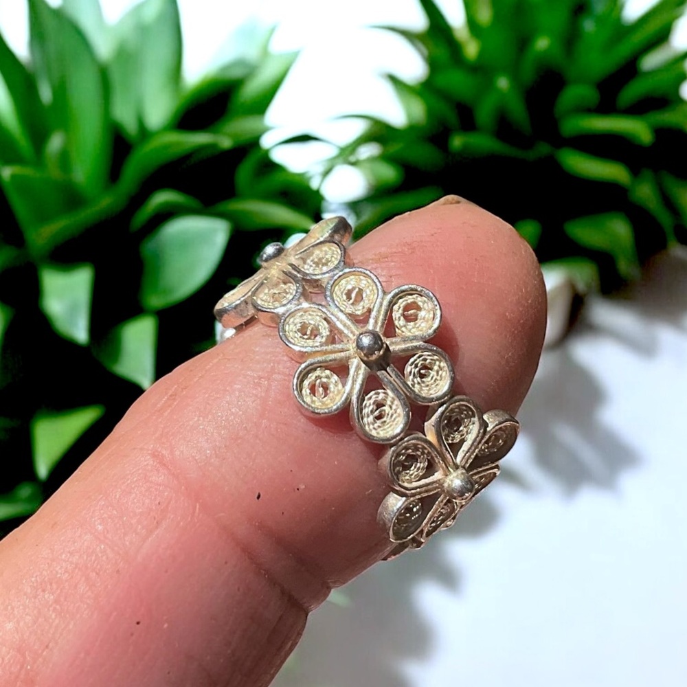 🌺Vintage Sterling Filigree Flower Ring